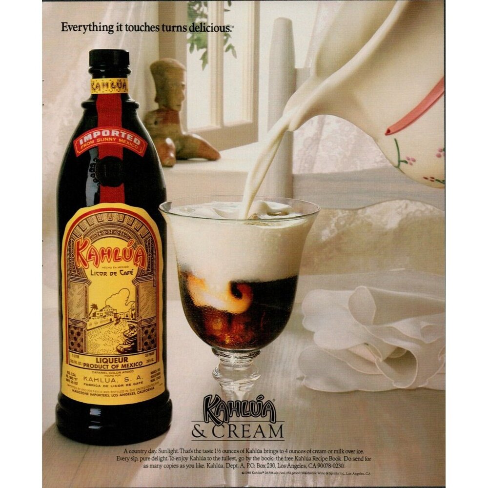 1989 Kahlua & Cream Vintage Print Ad (L14)